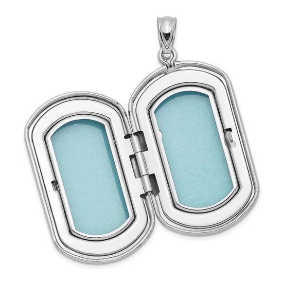 Sterling Silver 30mm Footprints Rectangular Locket - Picture 4 of 6